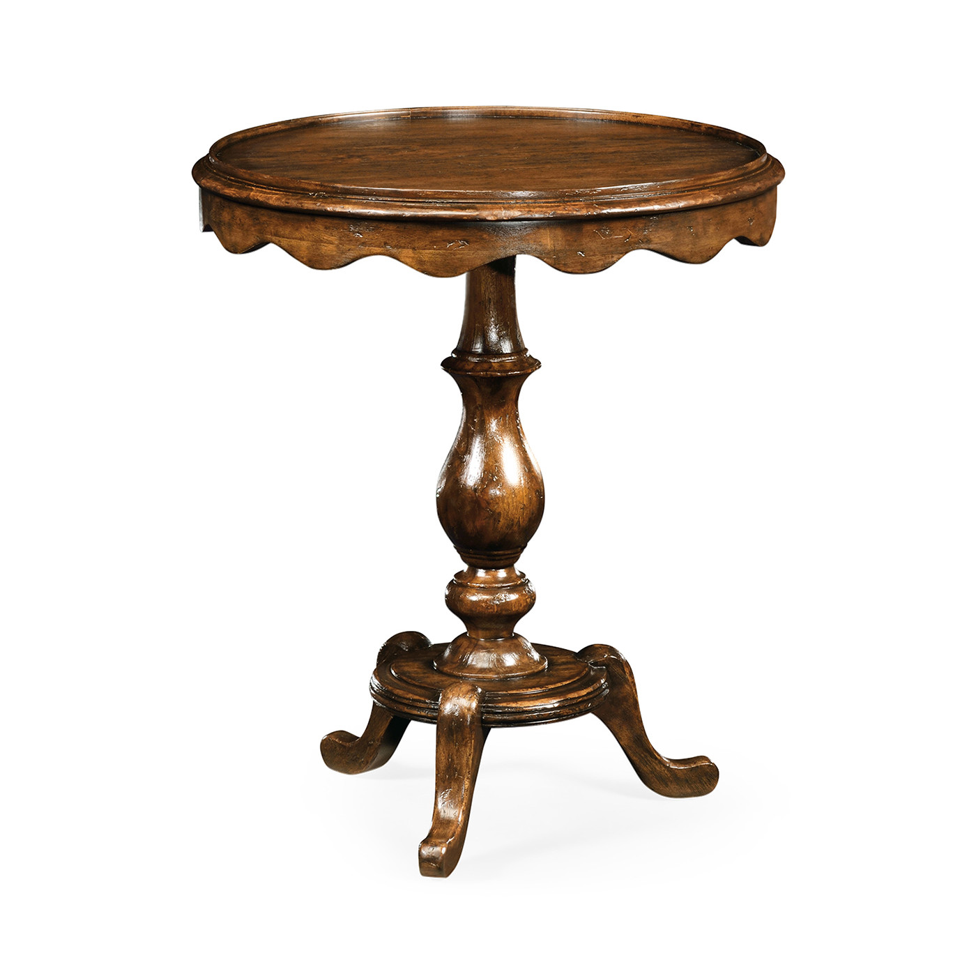 Round Rustic Walnut Lamp Table