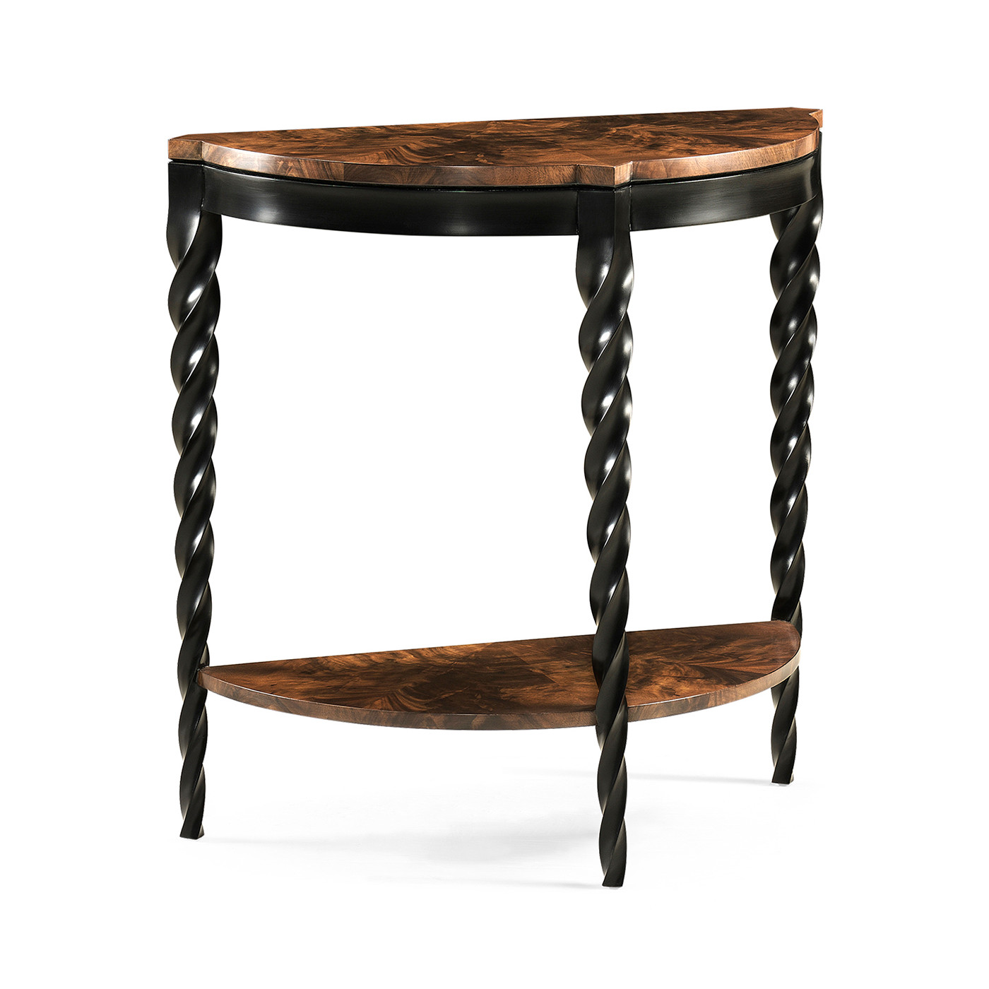 Black Barleytwist Demilune Console Table