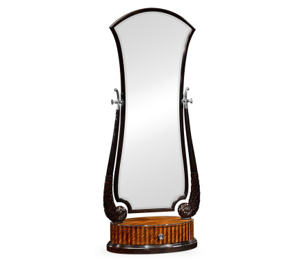 Feather Inlay Hand Carved Standing Mirror