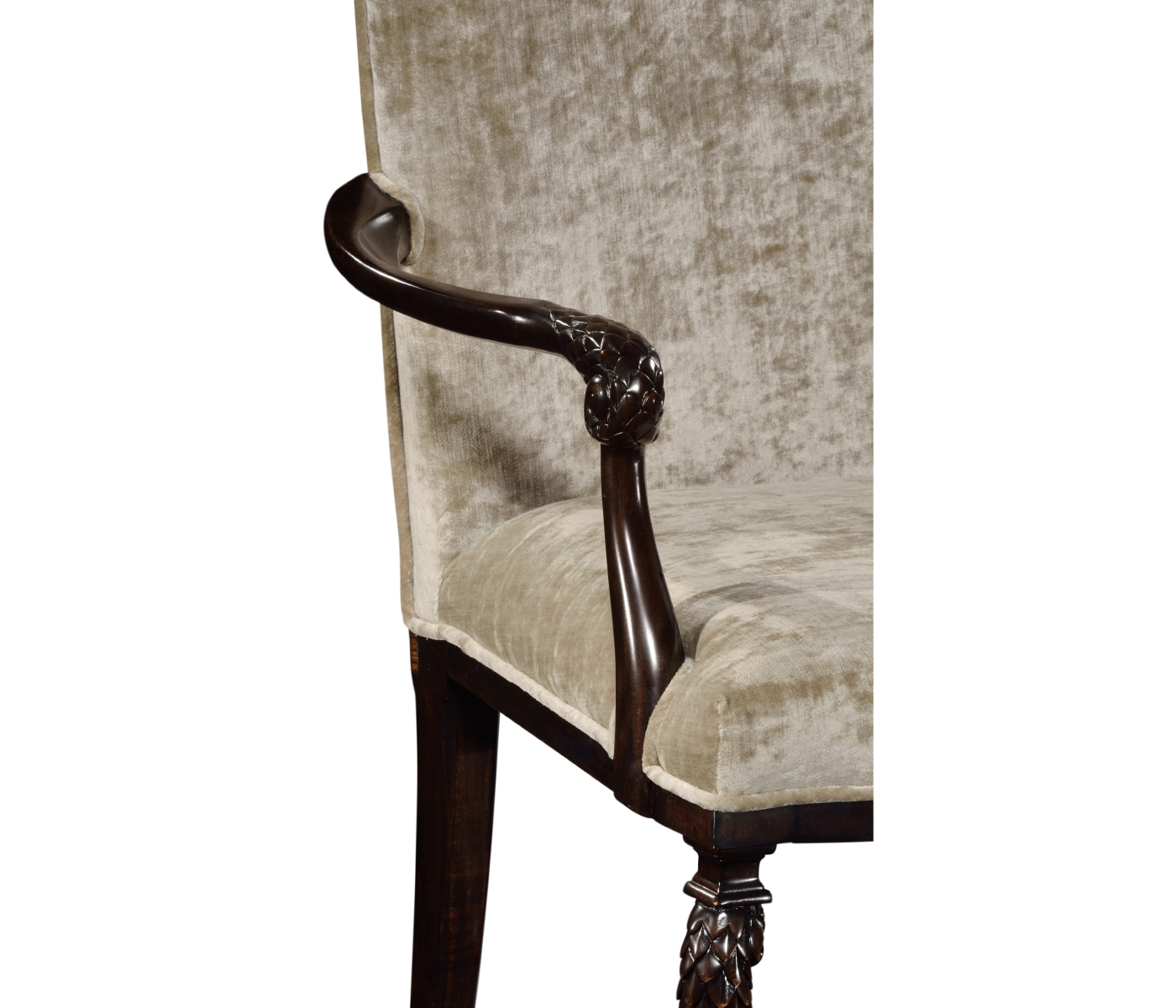 Icarus Dining Arm Chair, Upholstered in Calico Velvet