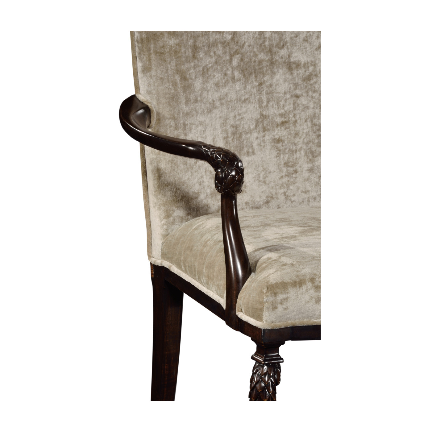 Icarus Dining Arm Chair, Upholstered in Calico Velvet