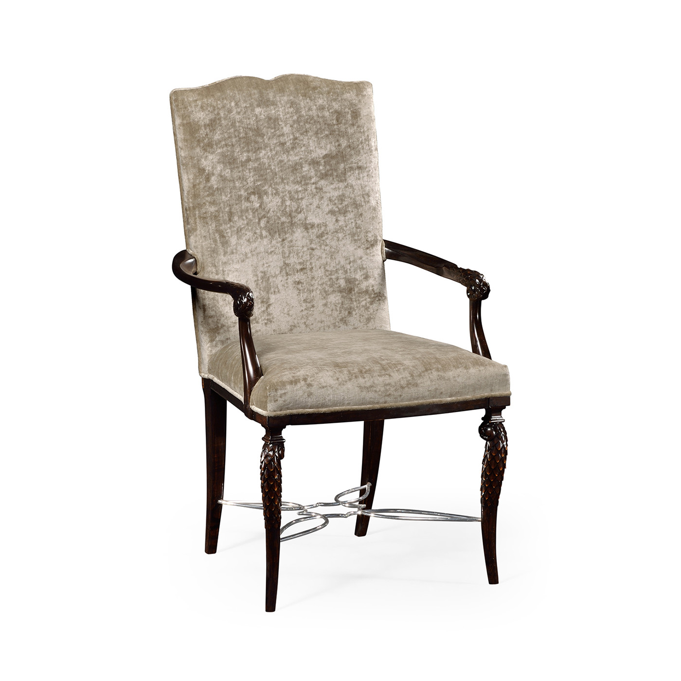 Icarus Dining Arm Chair, Upholstered in Calico Velvet