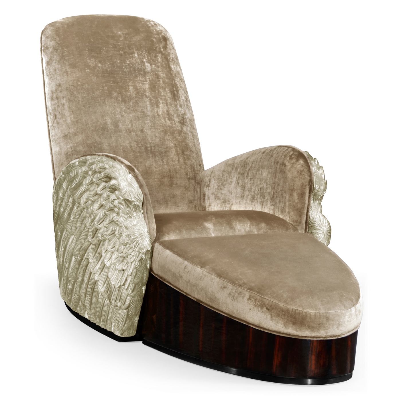 Silver Angel Wing Chair with Ottoman, Upholstered in COM