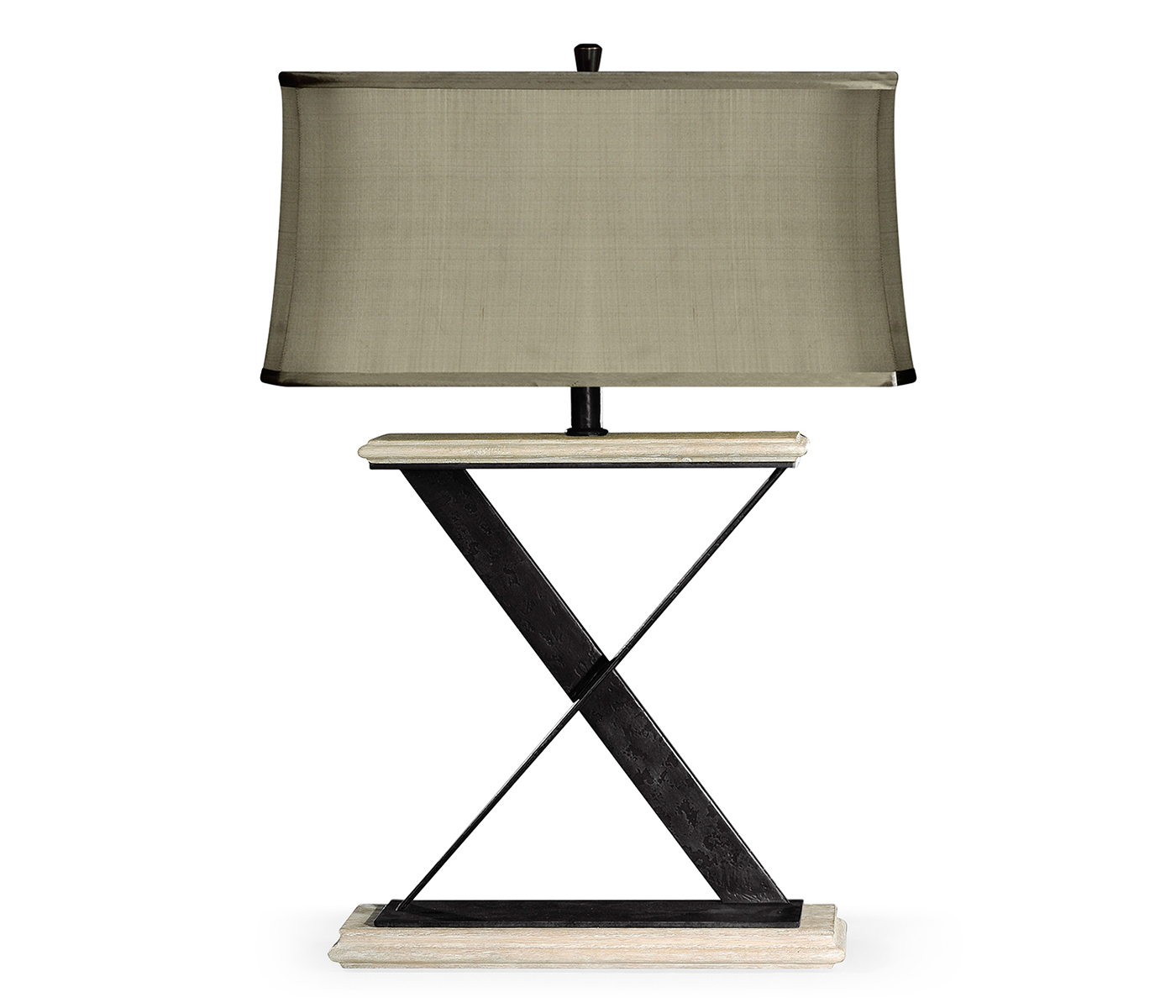 Artisan Table Lamp in Limed Acacia with Wrought Iron