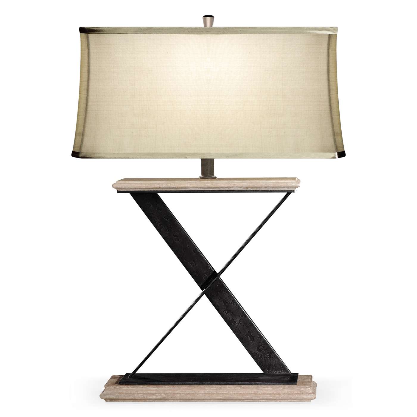 Artisan Table Lamp in Limed Acacia with Wrought Iron