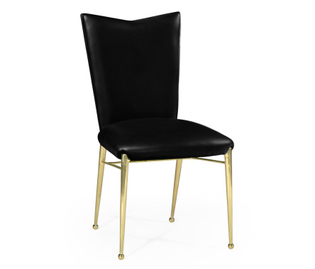 Art Décor gilded side chair with black leather