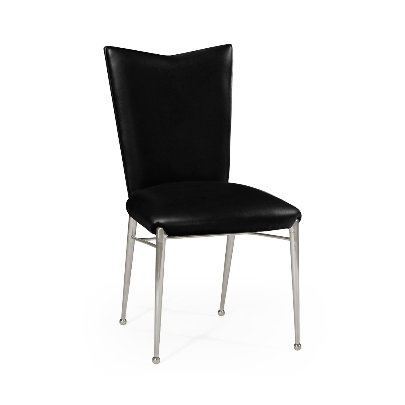 Art Décor silver side chair with black leather
