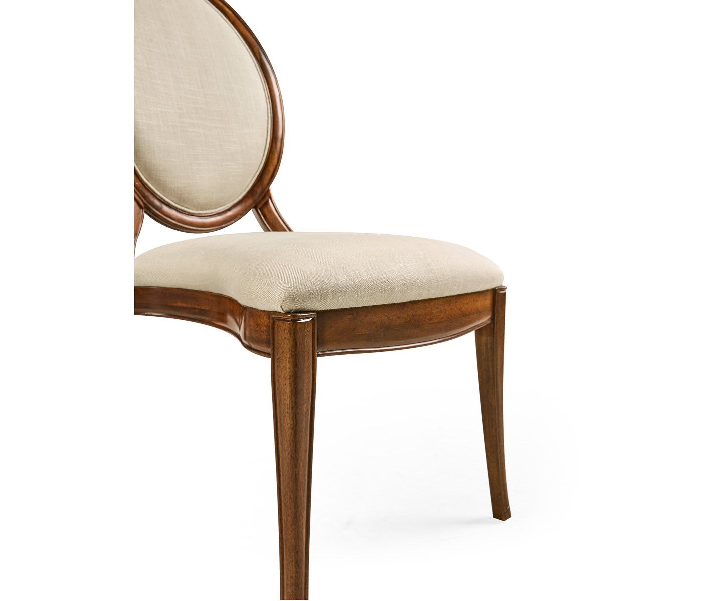 Stacking Spoon Back Walnut Dining Side Chair, Upholstered in Mazo