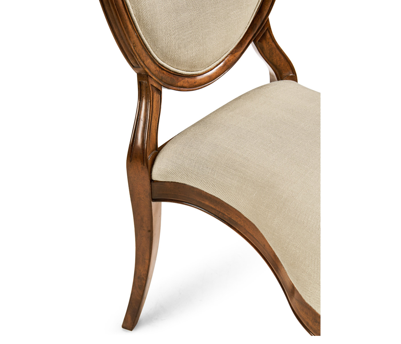 Stacking Spoon Back Walnut Dining Side Chair, Upholstered in Mazo
