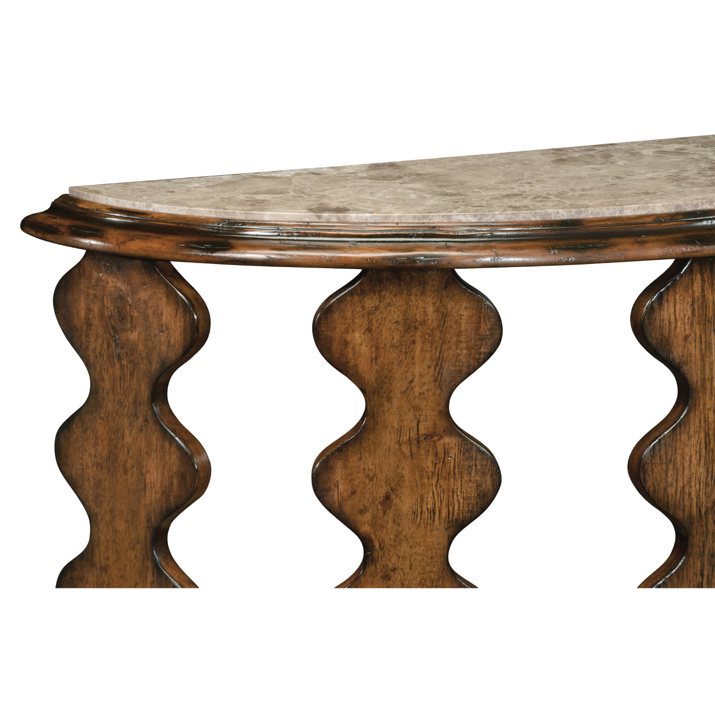 Demilune Console Table in Rustic Walnut