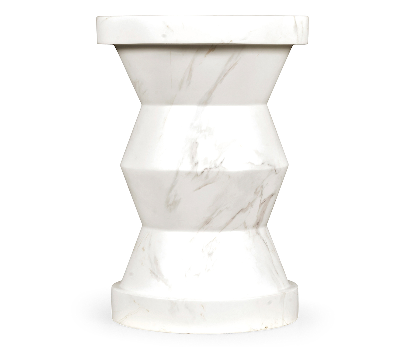 Round Geometric Faux White & Grey Marble Wine Table