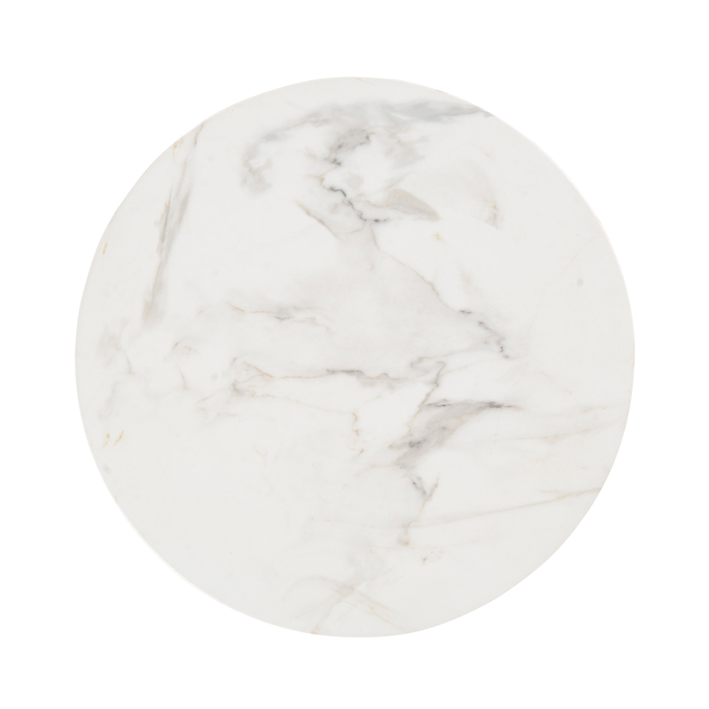 Round Geometric Faux White & Grey Marble Wine Table