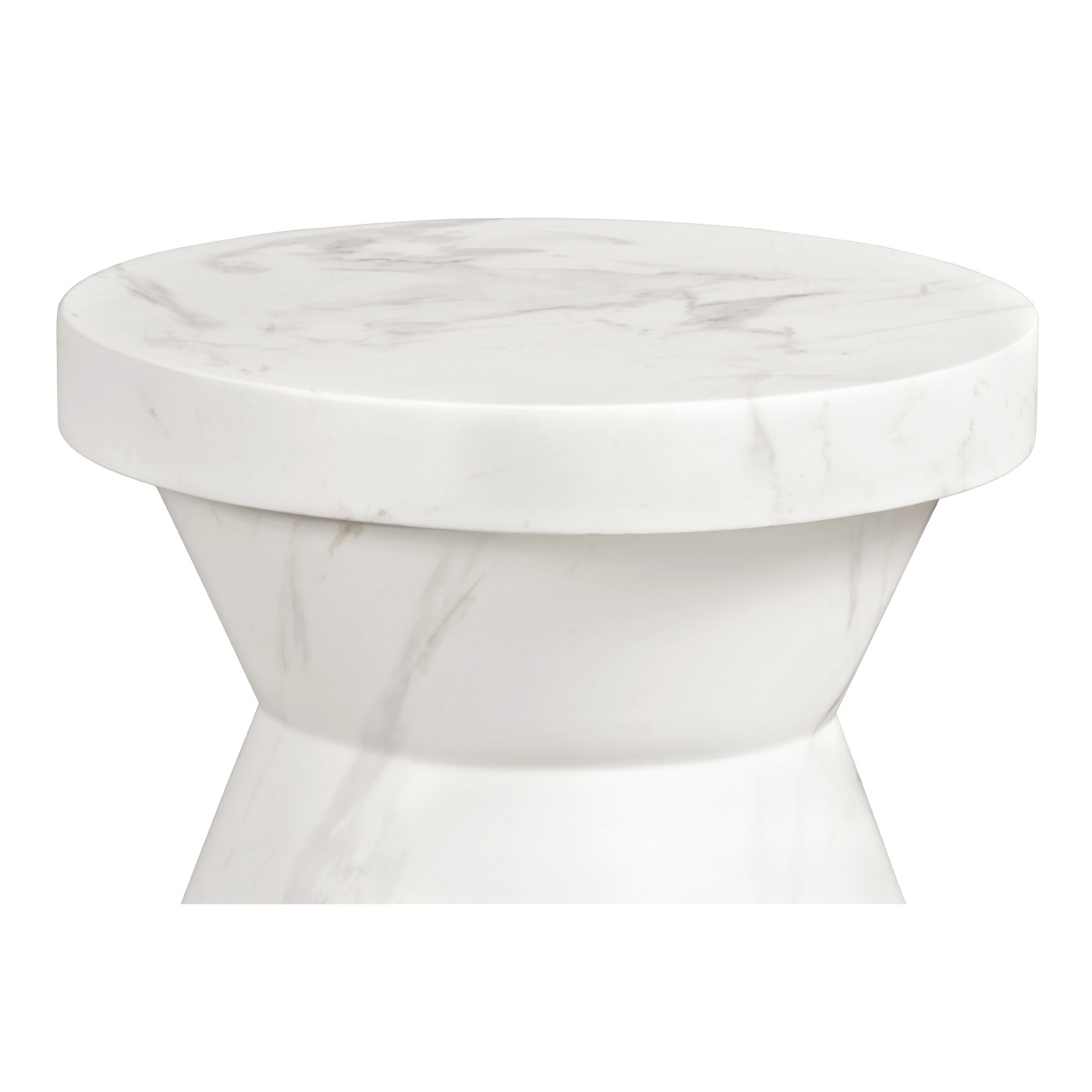 Round Geometric Faux White & Grey Marble Wine Table