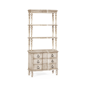 3 tiered étagère with drawers in limed acacia