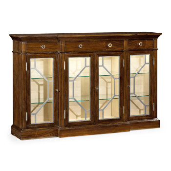 4-door breakfront display cabinet with stainless steel details, high lustre