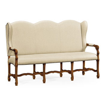 Three-seater bench in Rustic Walnut, upholstered in MAZO