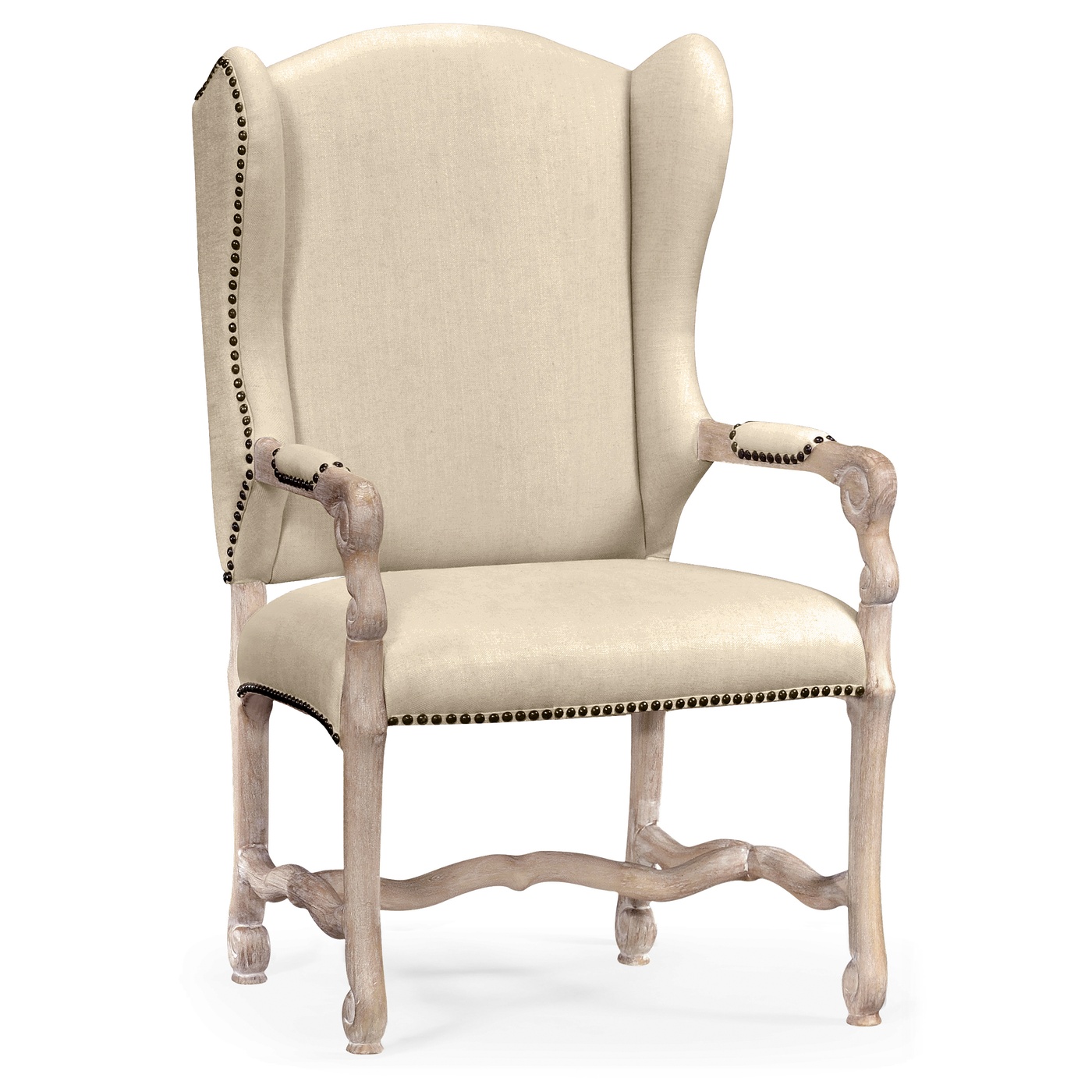 Upholstered Arm Chair in Limed Acacia
