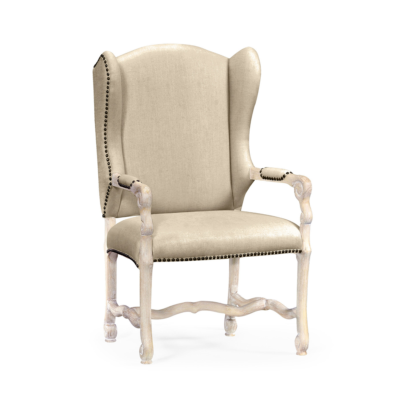Upholstered Arm Chair in Limed Acacia