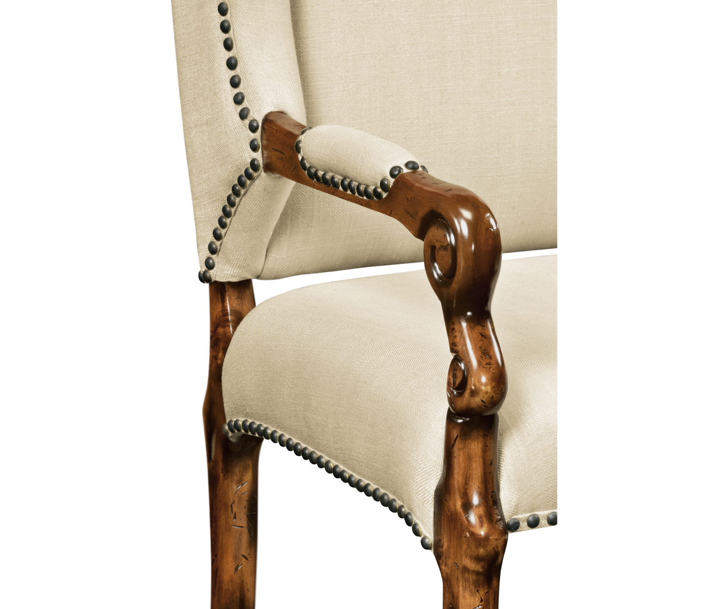 Upholstered Arm Chair in Rustic Walnut