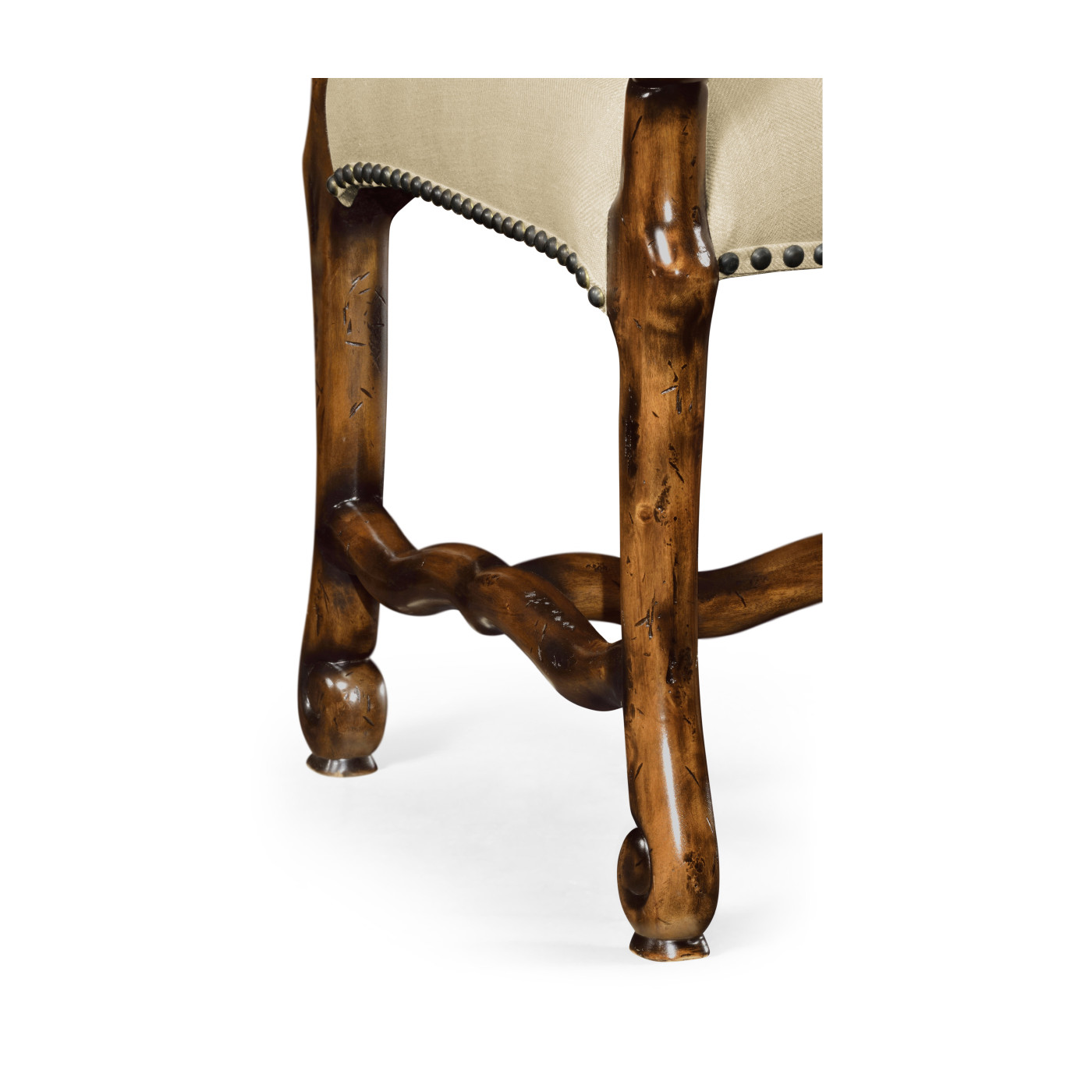 Upholstered Arm Chair in Rustic Walnut