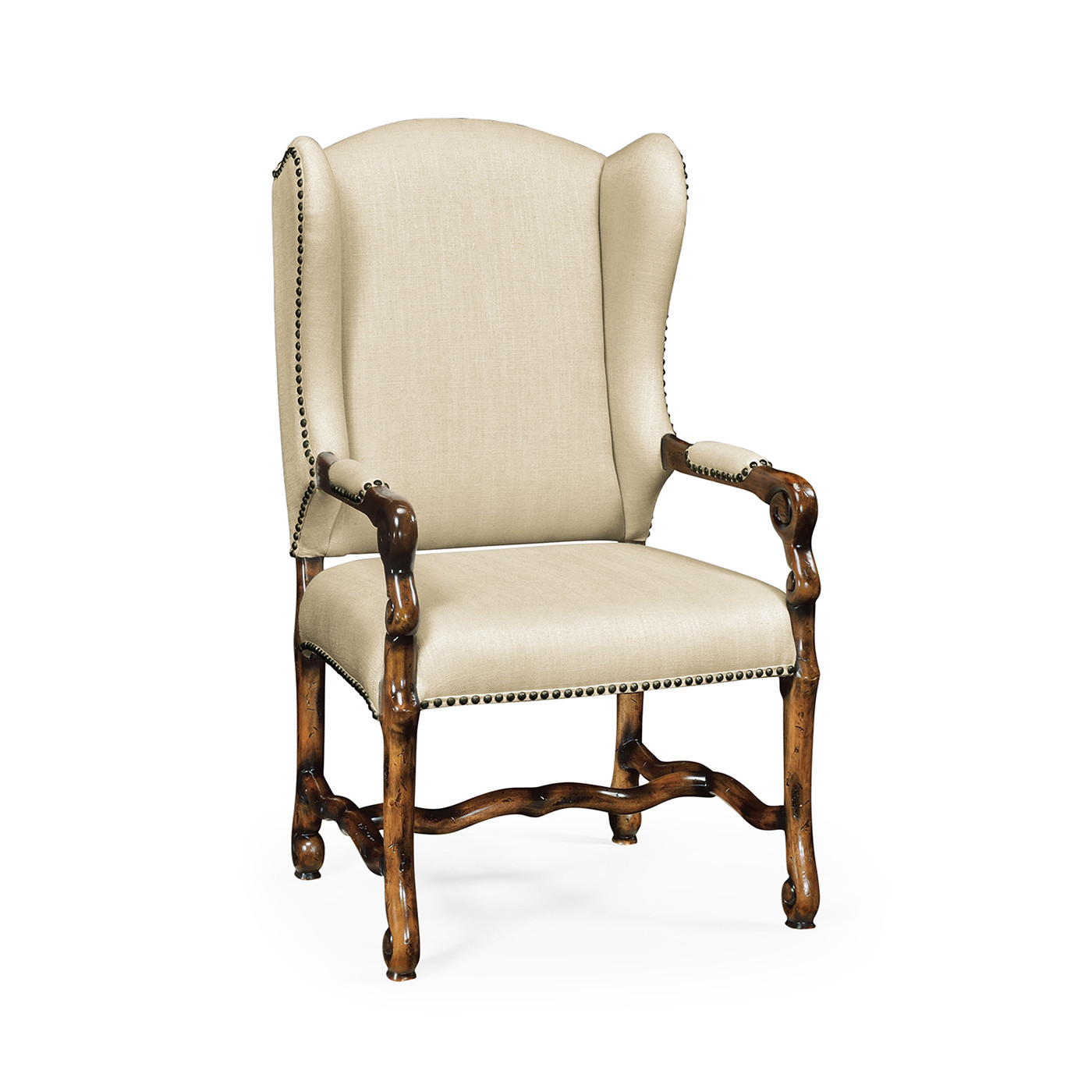 Upholstered Arm Chair in Rustic Walnut