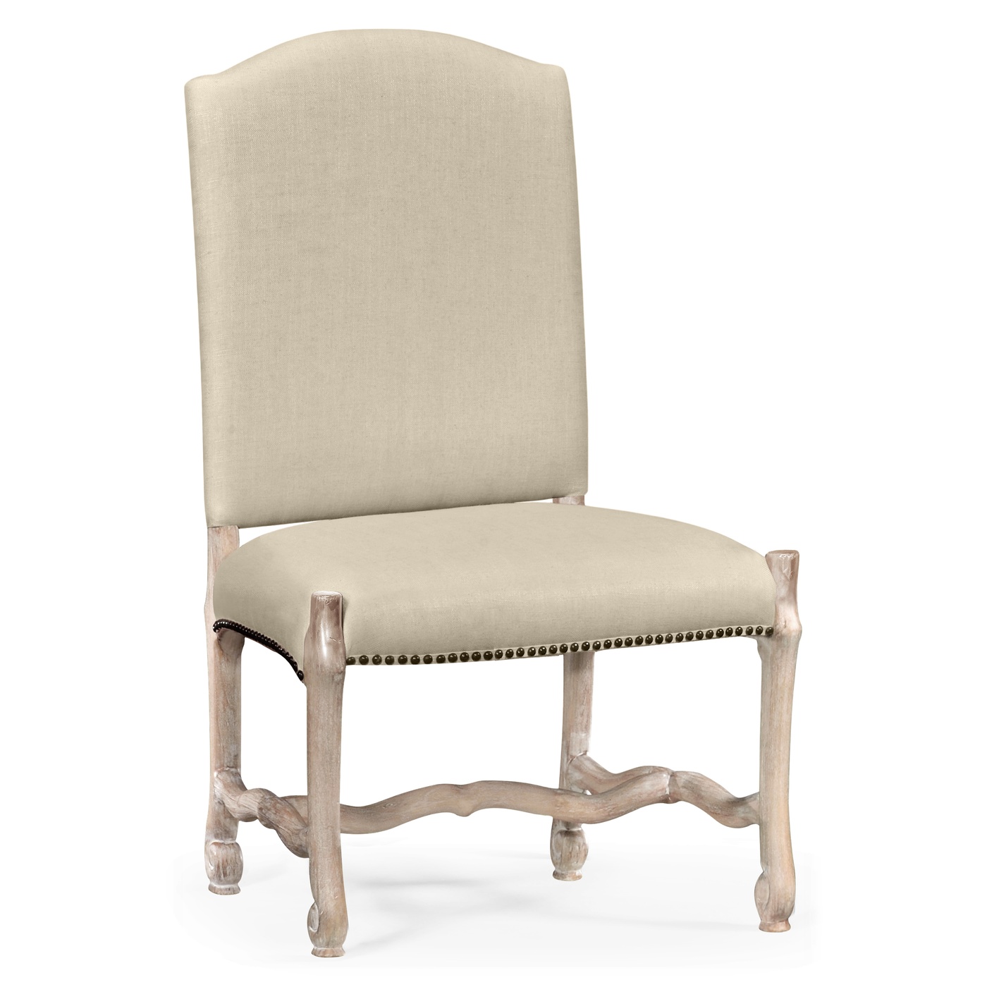 Upholstered side chair in Limed Acacia