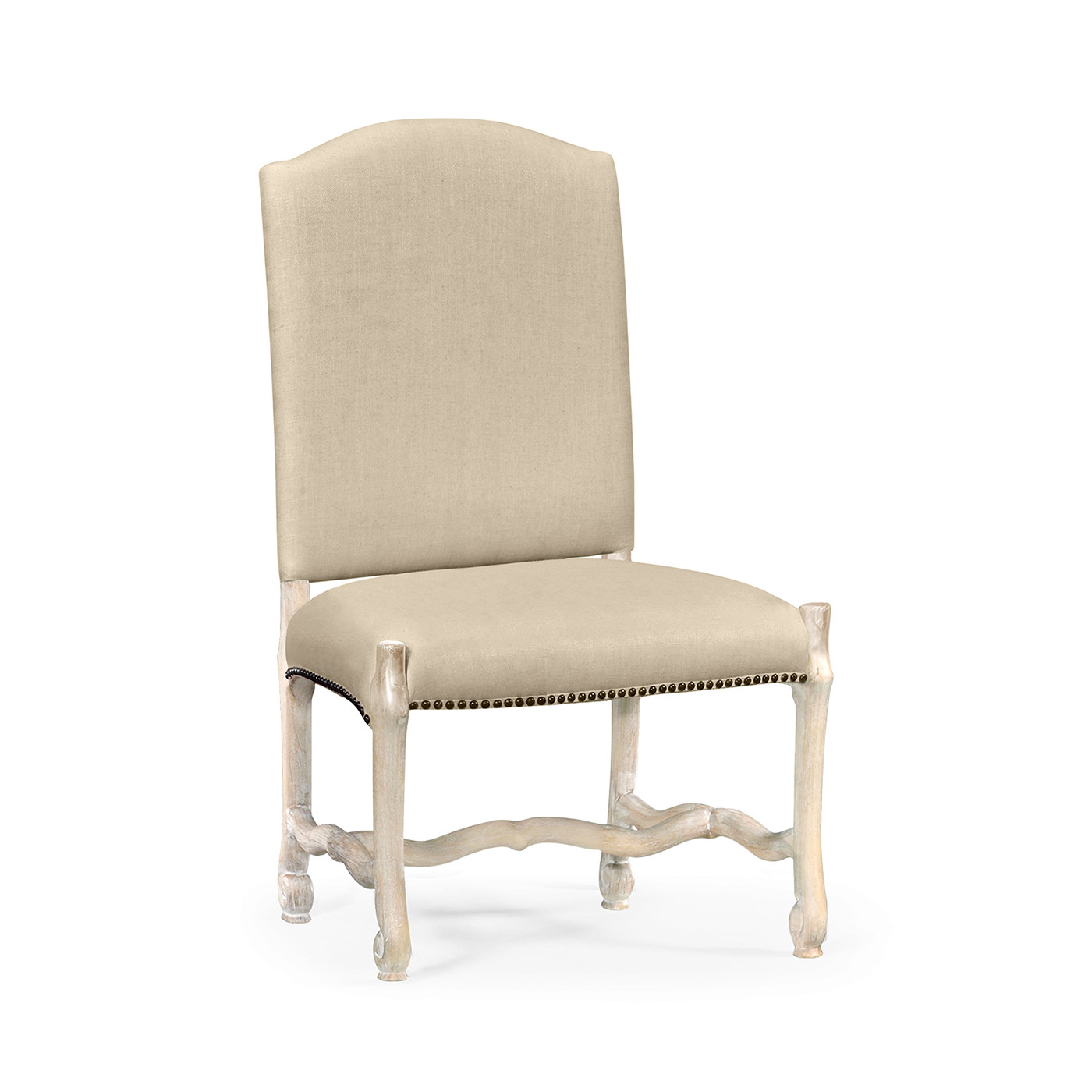 Upholstered side chair in Limed Acacia