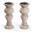 Pair of Small Candlesticks in Limed Acacia