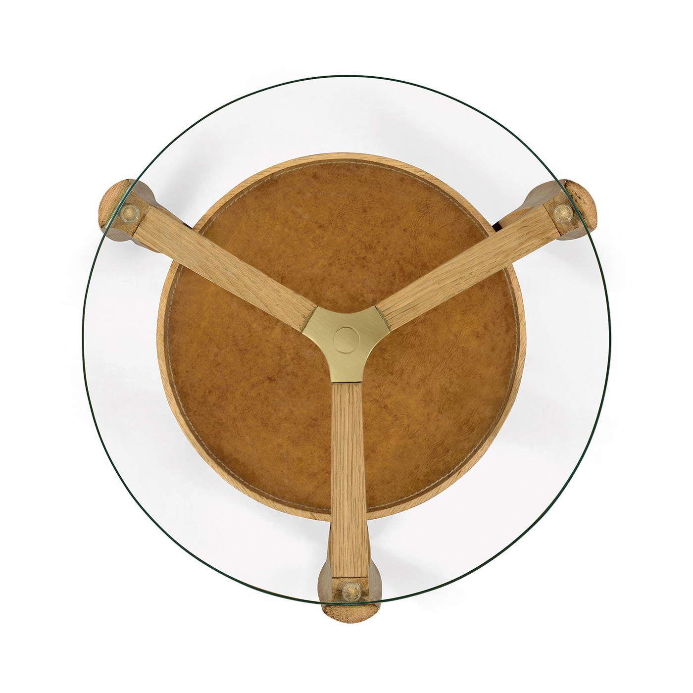 Architectural Round End Table with Glass Top