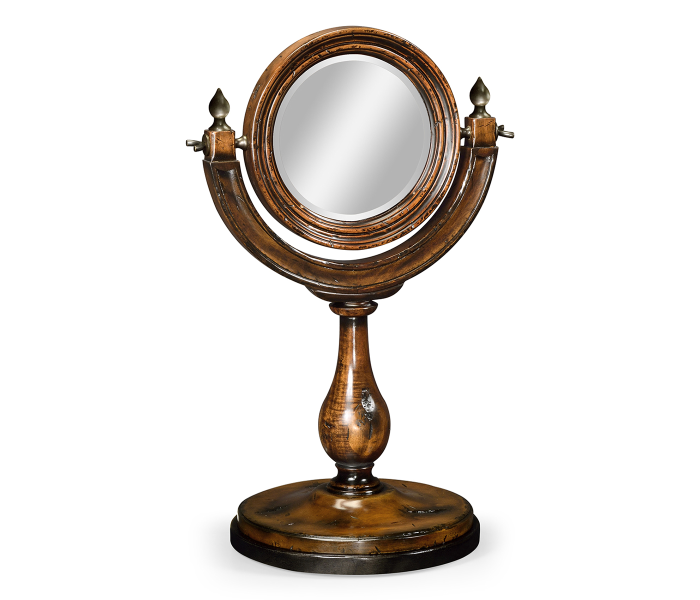 Small rotating mirror in Rustic Walnut