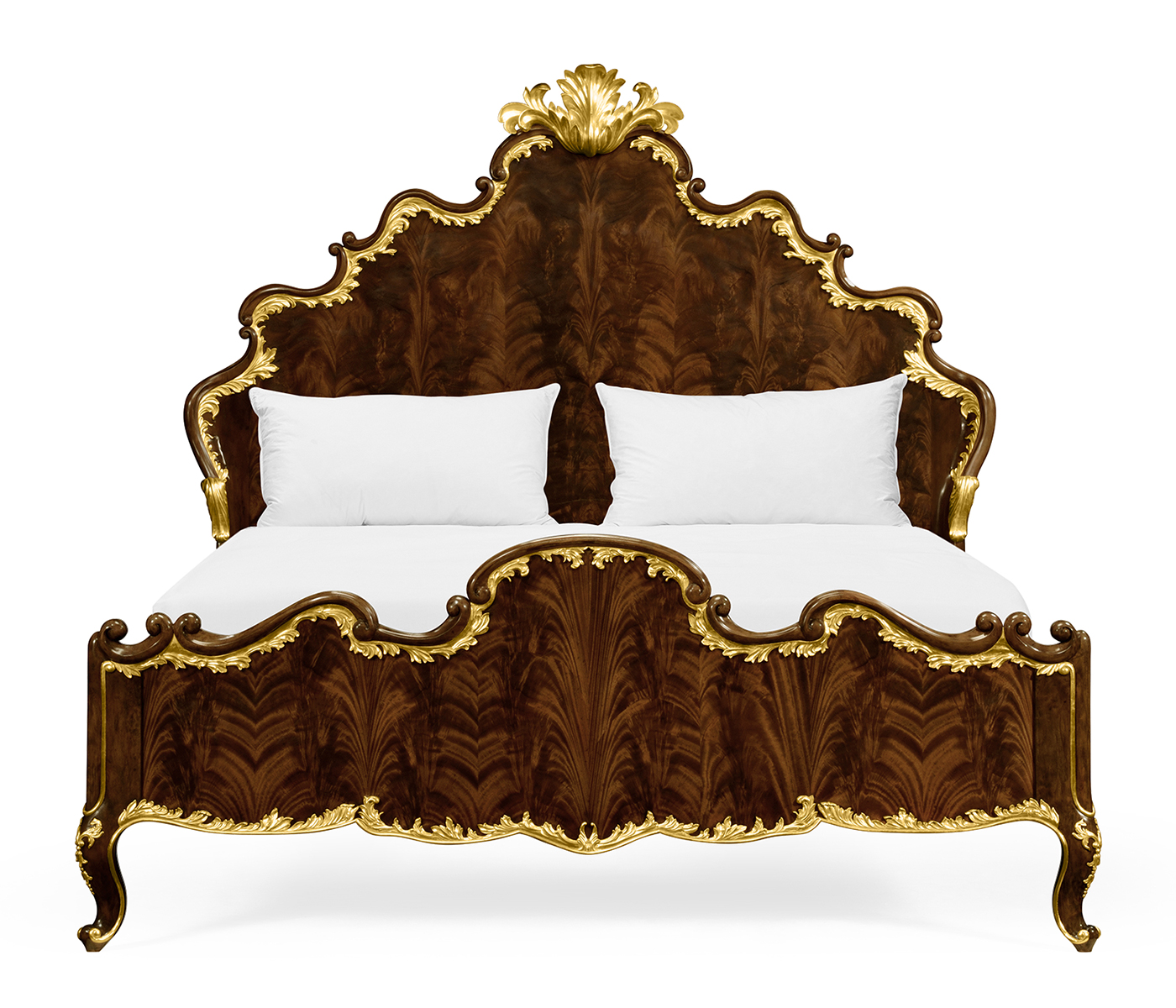 High Lustre Mahogany & Gilded Cali King Bed
