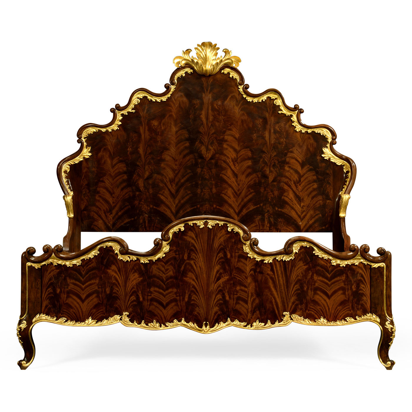 High Lustre Mahogany & Gilded UK Queen Bed