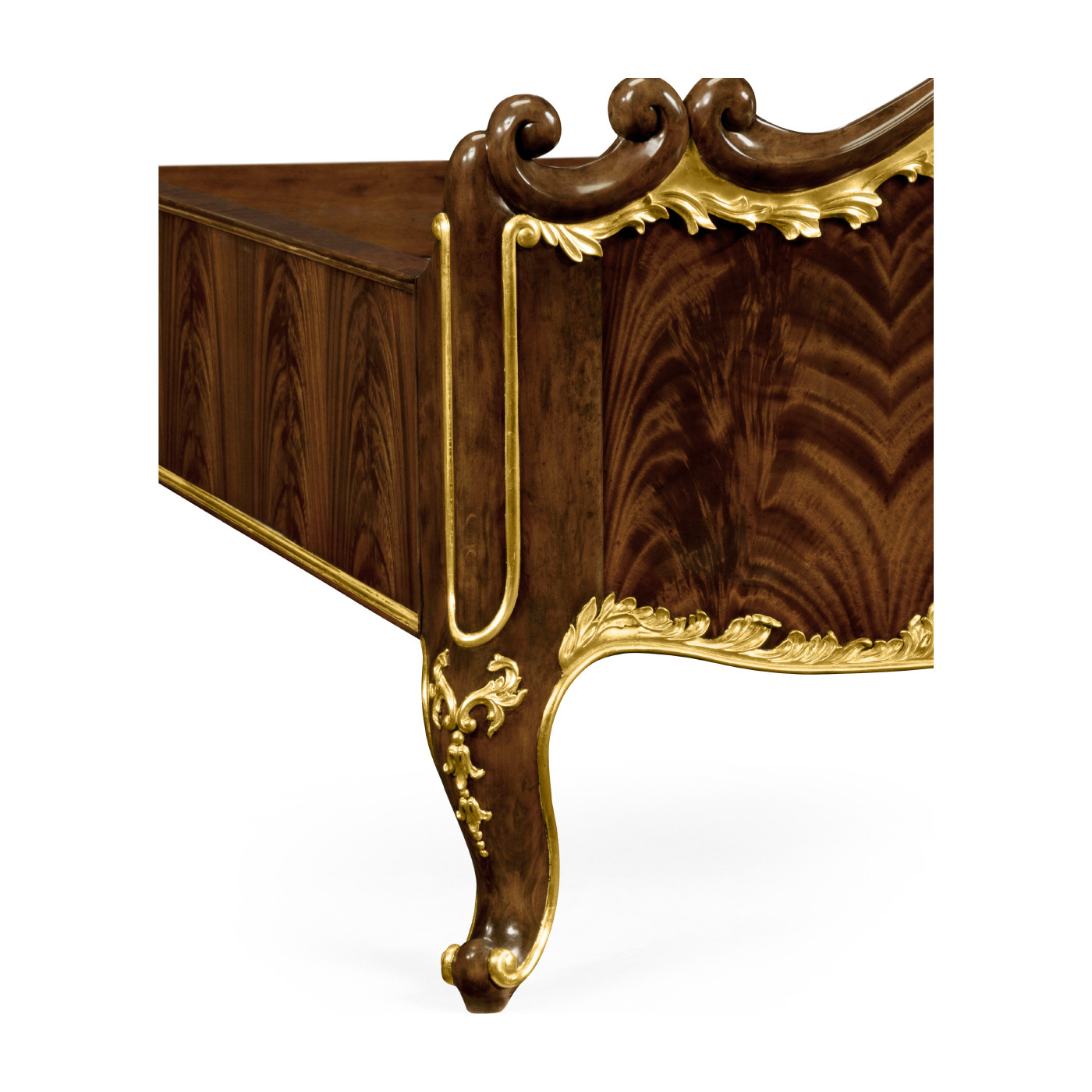 High Lustre Mahogany & Gilded UK Queen Bed