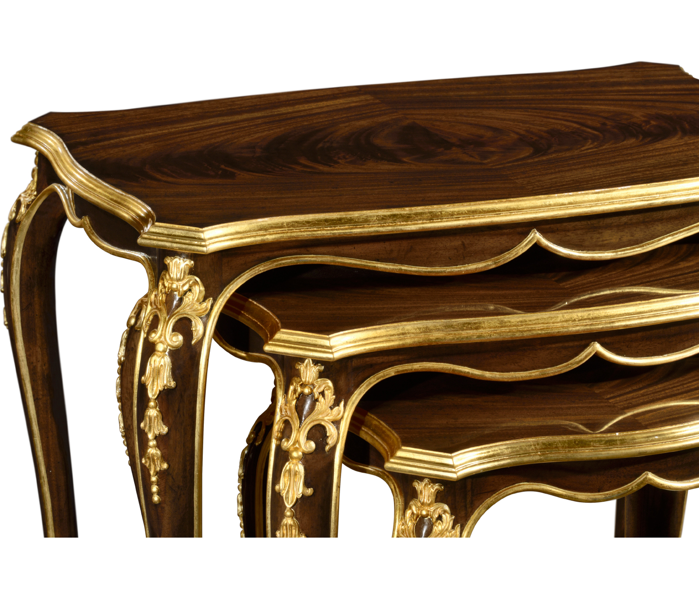 Nesting tables with gilt carved detailling