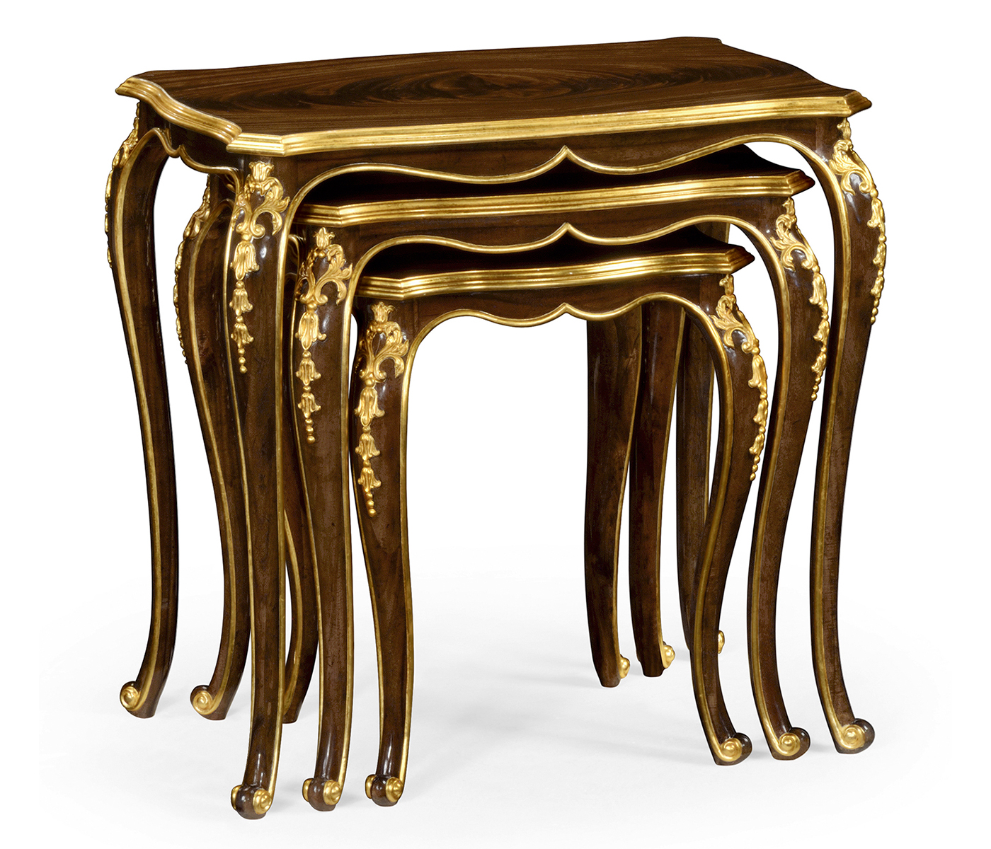 Nesting tables with gilt carved detailling