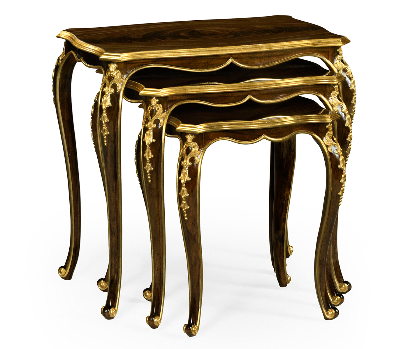 Nesting tables with gilt carved detailling