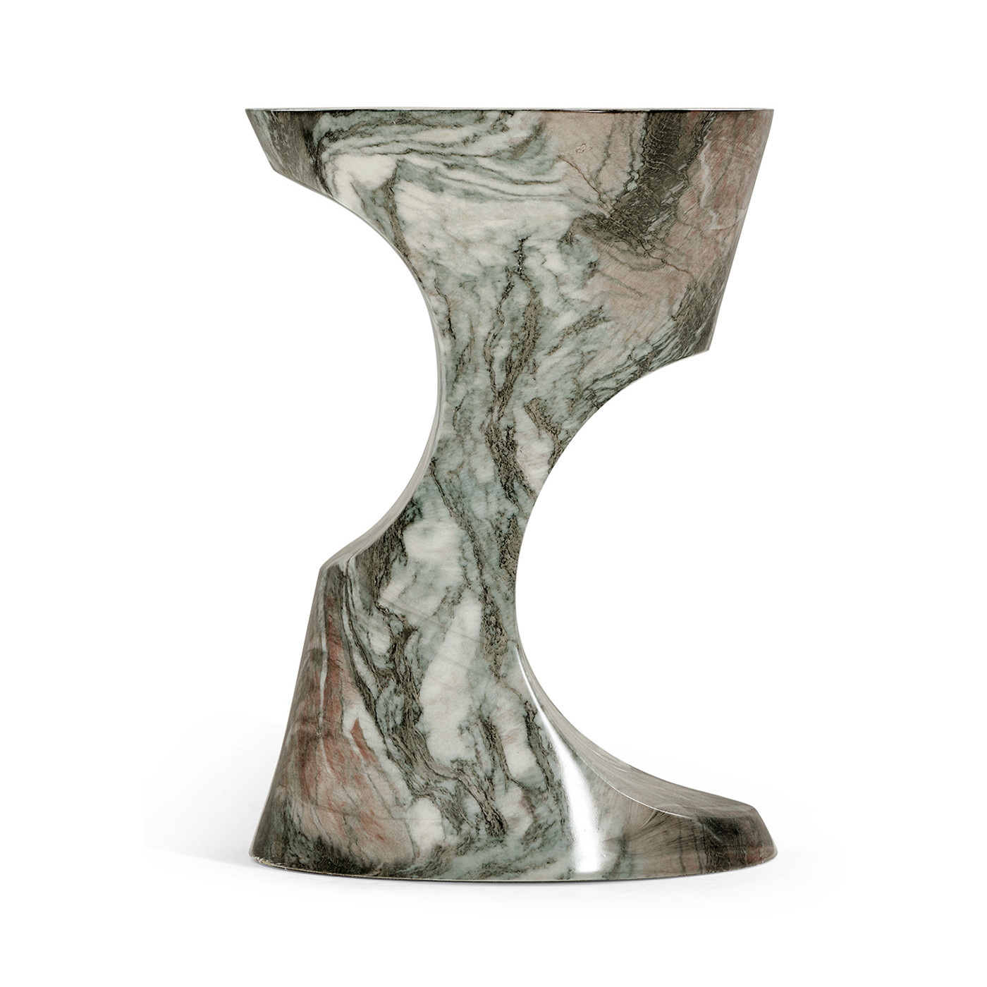 Round Faux Black & Grey Marble Cut-Out Lamp Table