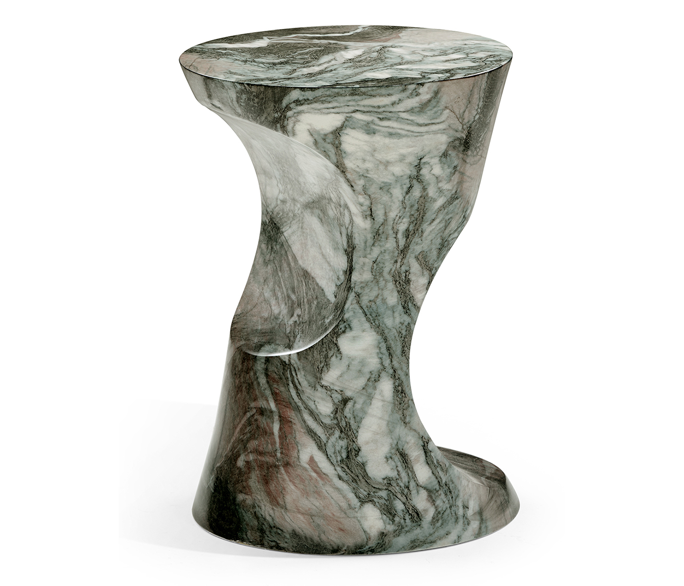 Round Faux Black & Grey Marble Cut-Out Lamp Table