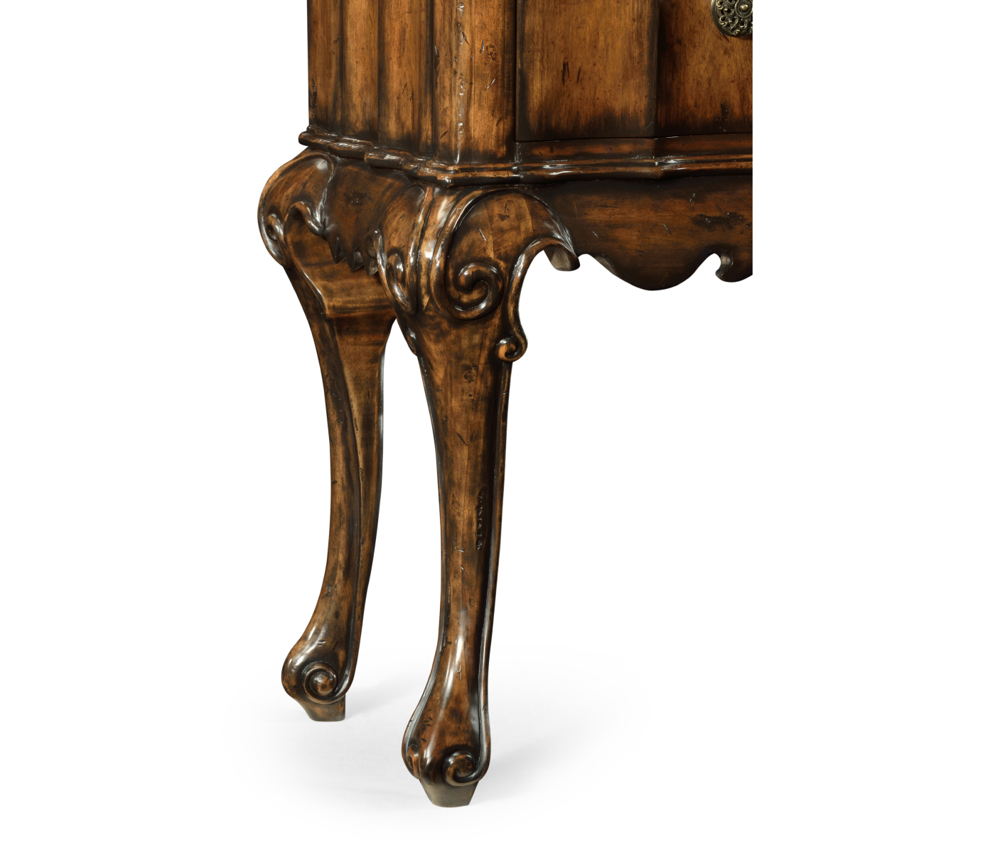 Rectangular Console Table in Rustic Walnut with Drawers