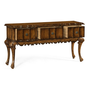 Rectangular Console Table in Rustic Walnut with Drawers