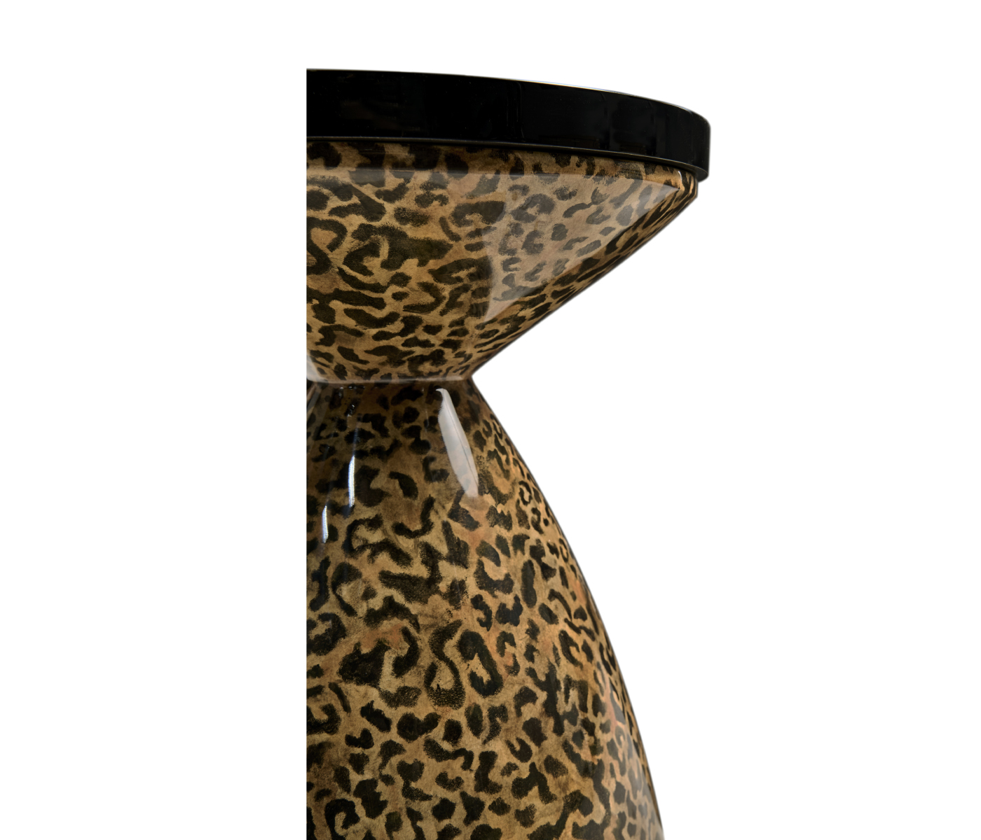 Round Leopardskin & Black Wine Table