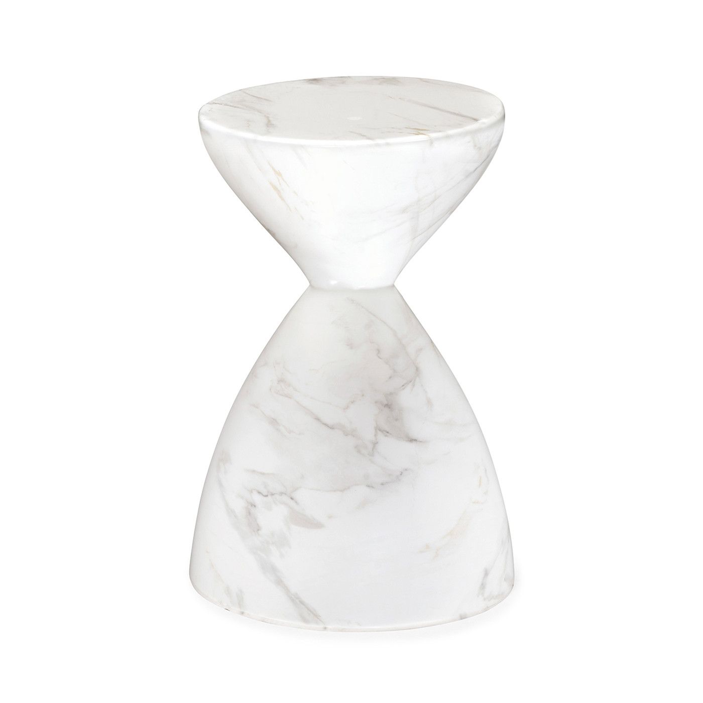 Round Faux White & Grey Marble Wine Table