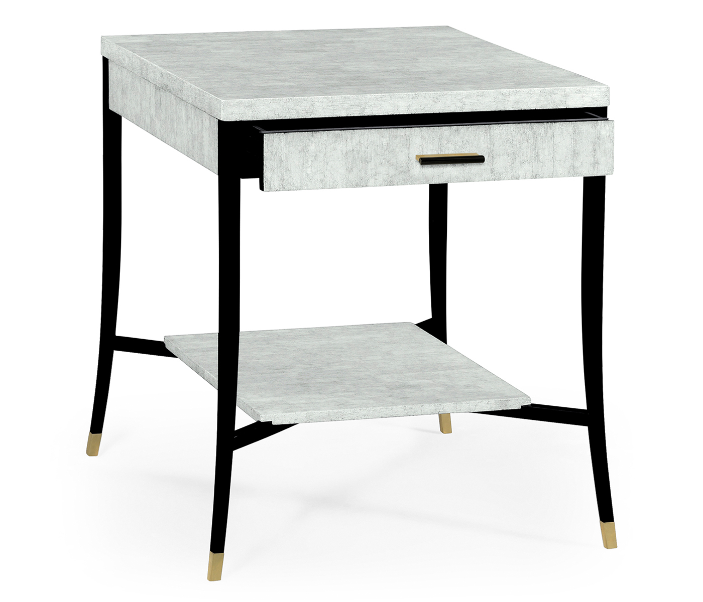 White Smoke Eggshell End Table with Drawer