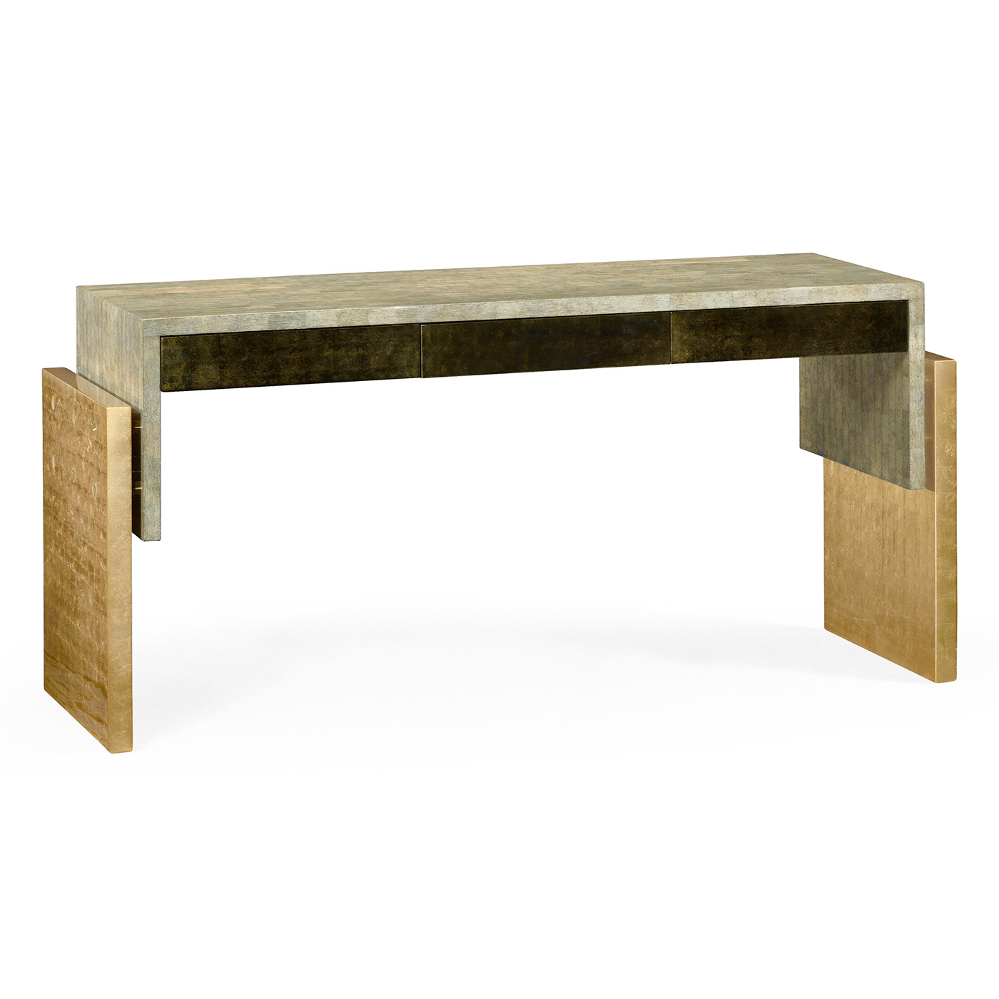 Rectangular Eggshell & Gilded Console Table