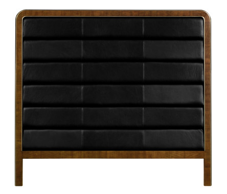 UK King headboard upholstered in black leather