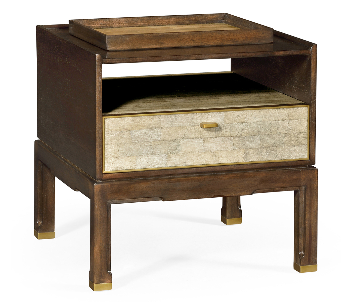 Small Lymed Mink Bedside Table with Tray