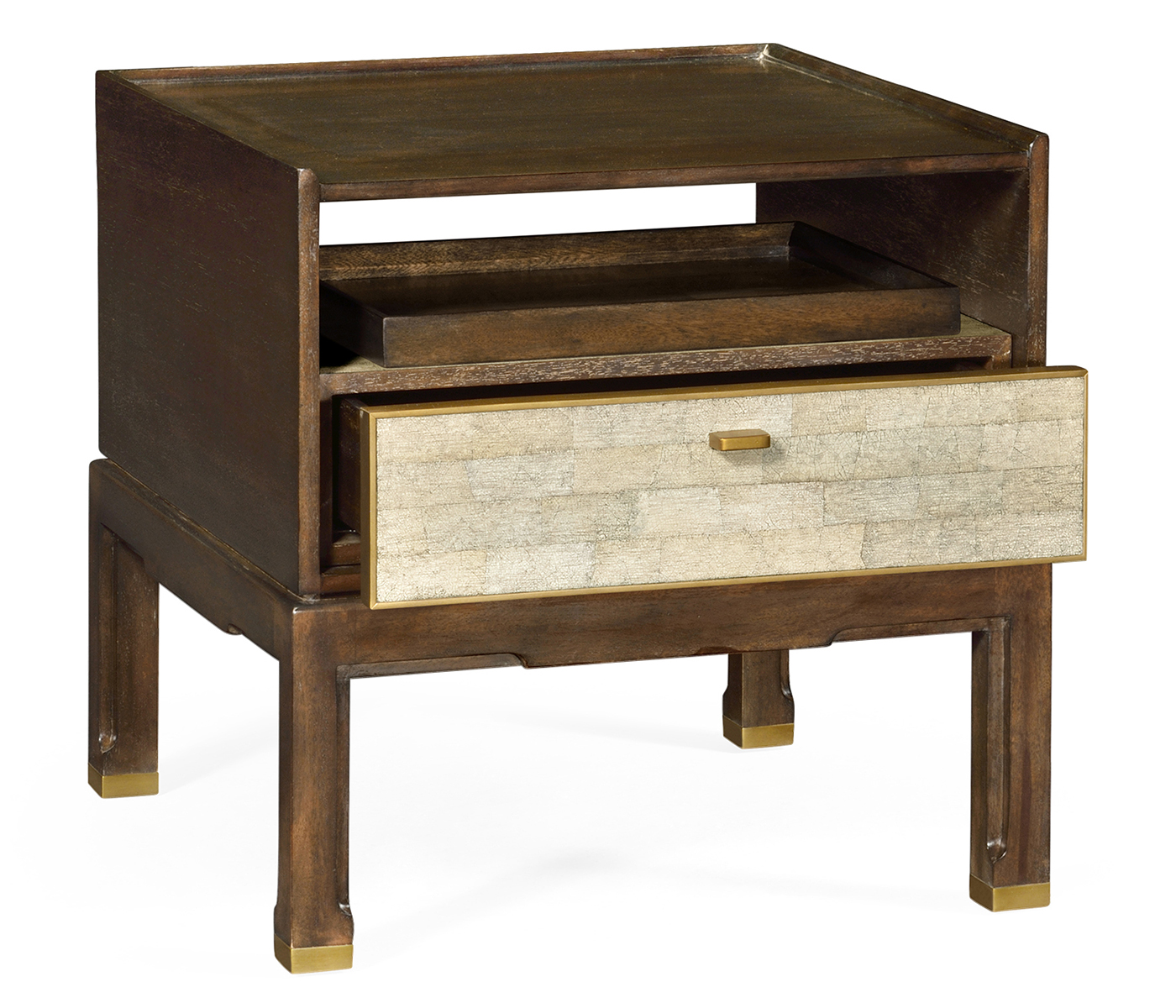 Small Lymed Mink Bedside Table with Tray