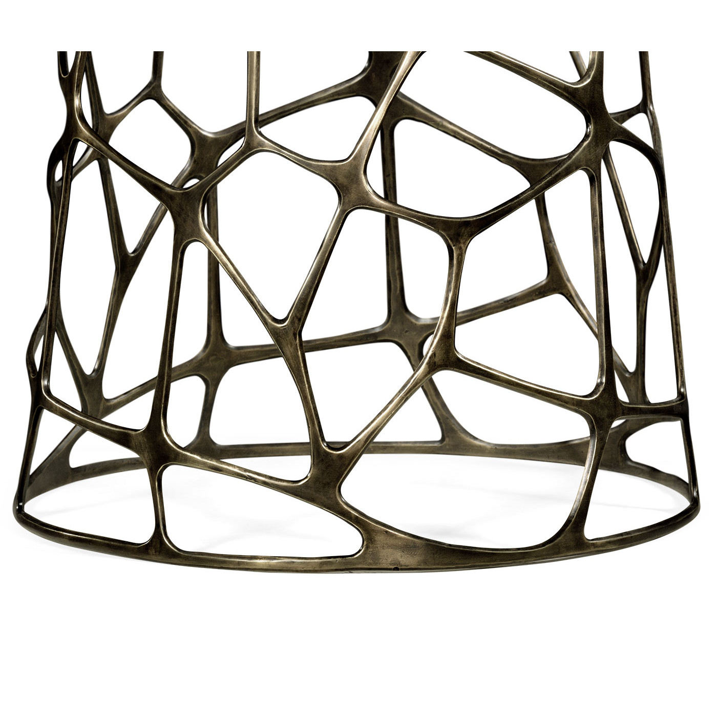 Round Geometic Brass Coffee Table with a Grey Marble Top