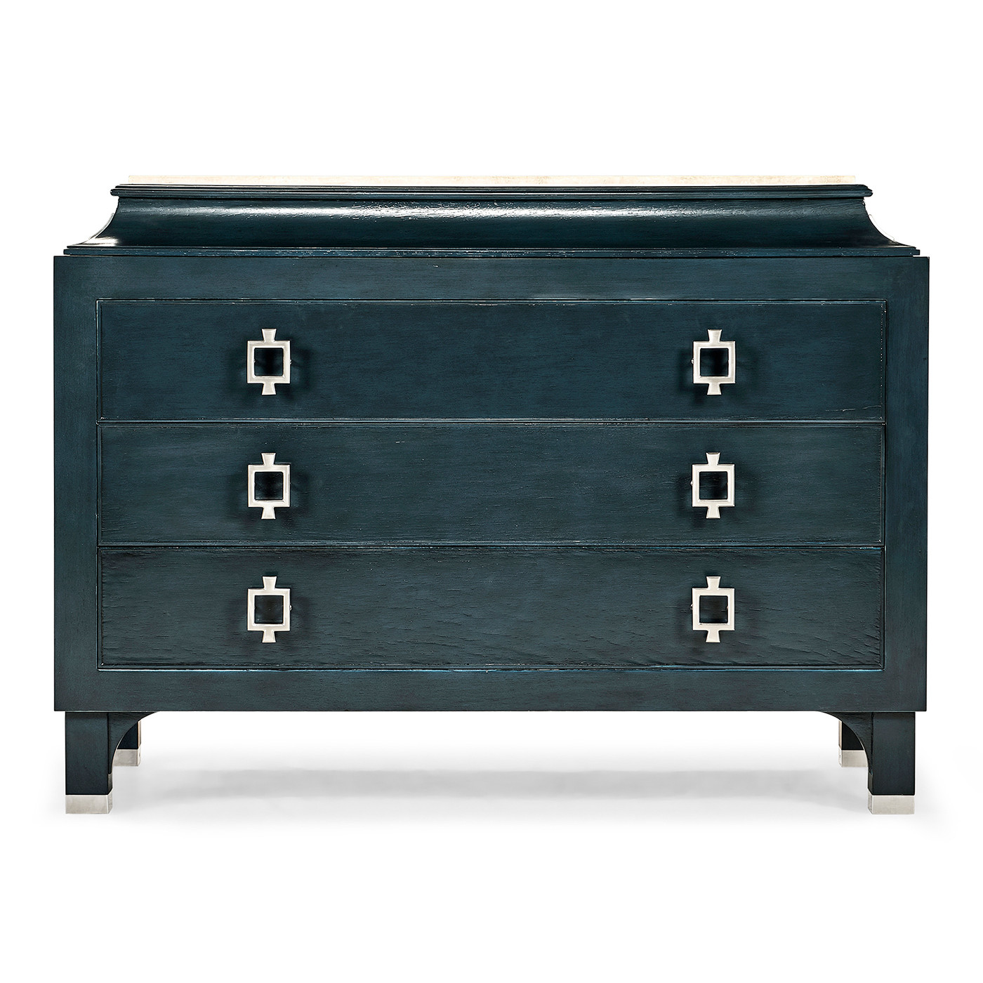 Antique Blue Oak Chest of Drawers with Marble Top