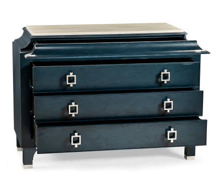 Antique Blue Oak Chest of Drawers with Marble Top